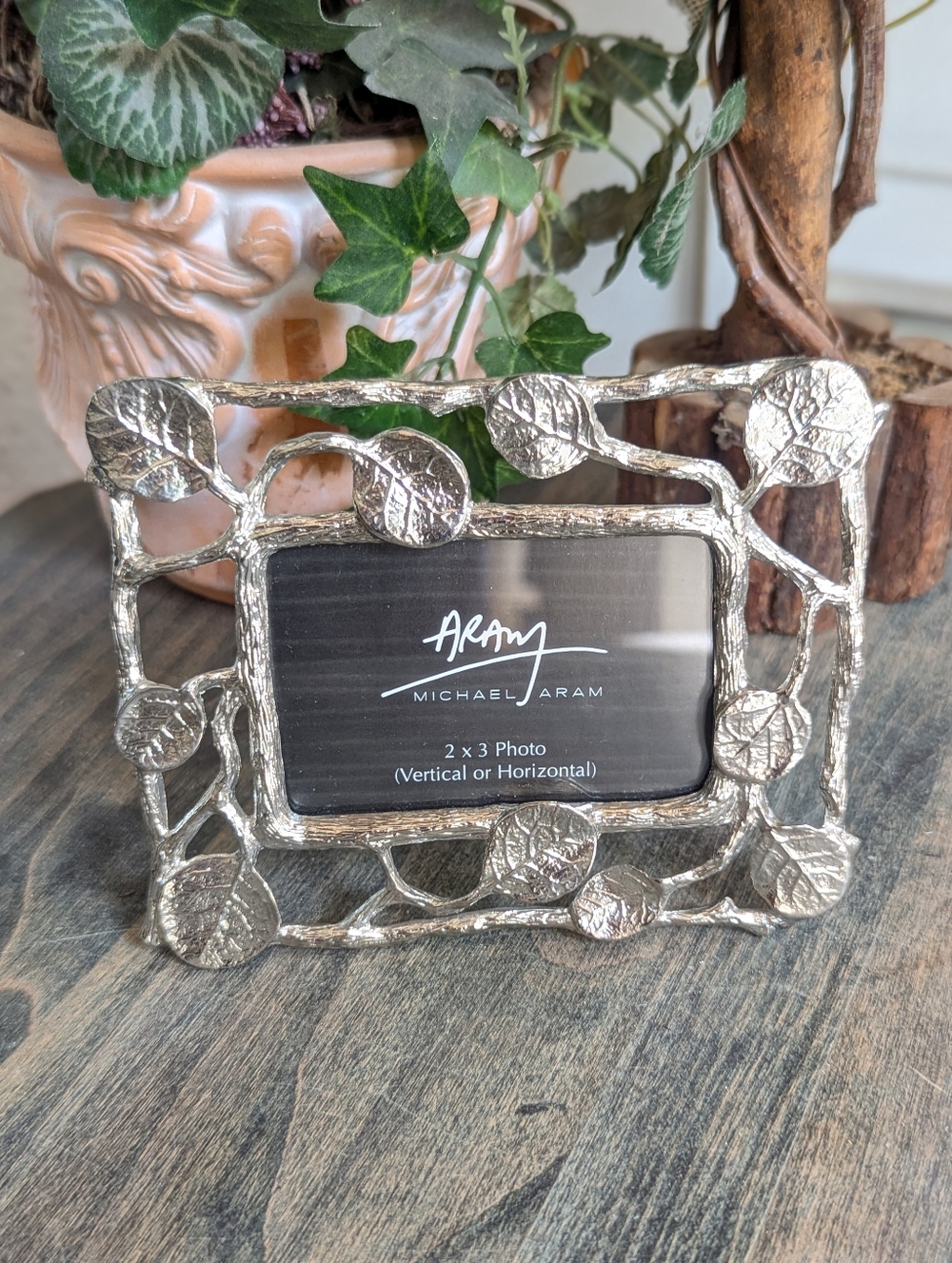 Michael Aram Silver Nickel Plate Botanical Leaf Vine Picture Frame 4.5"L x 3.25"